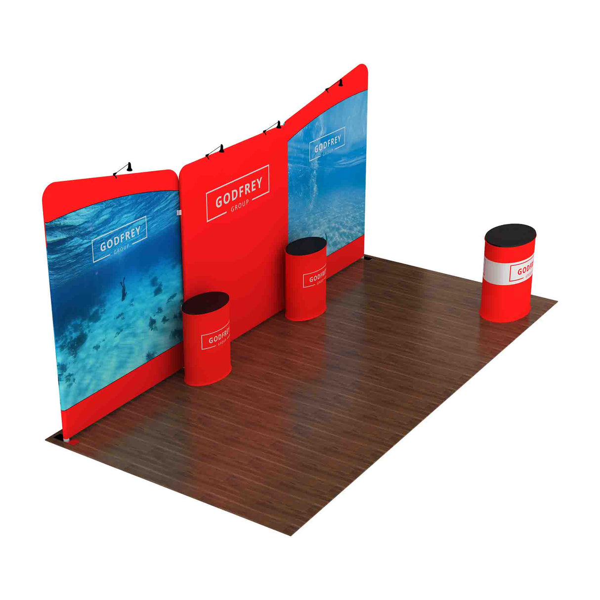 20' Tension Fabric Display With Slanted Side Frames