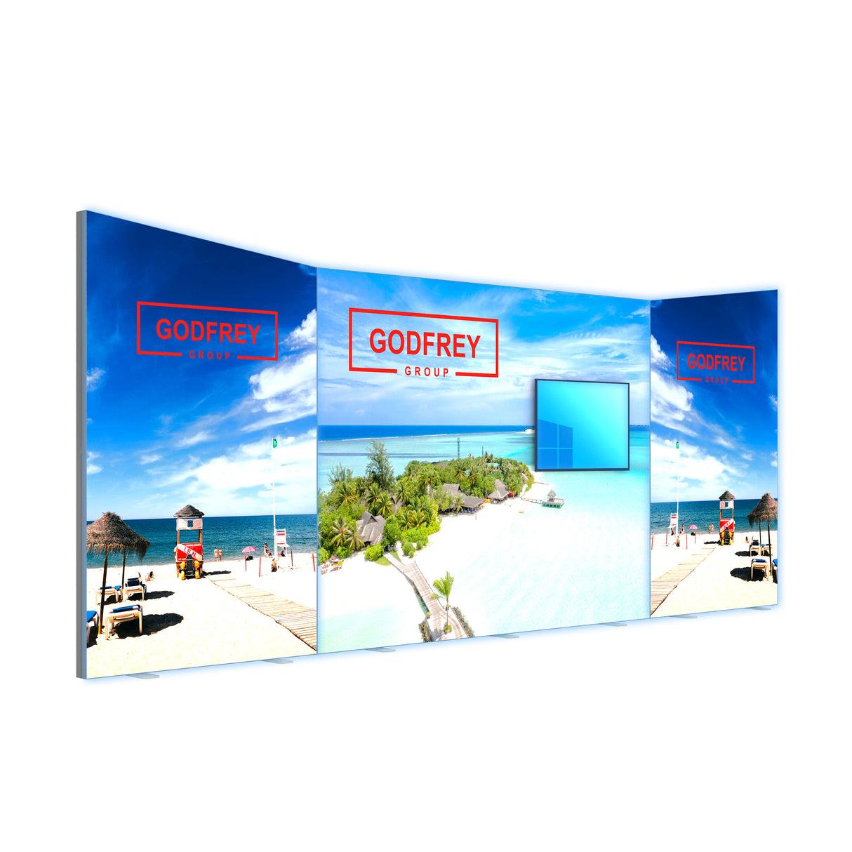 Modular Backlit 10x20 Kit With Slanted Tops - Optional Monitor Mount(s)