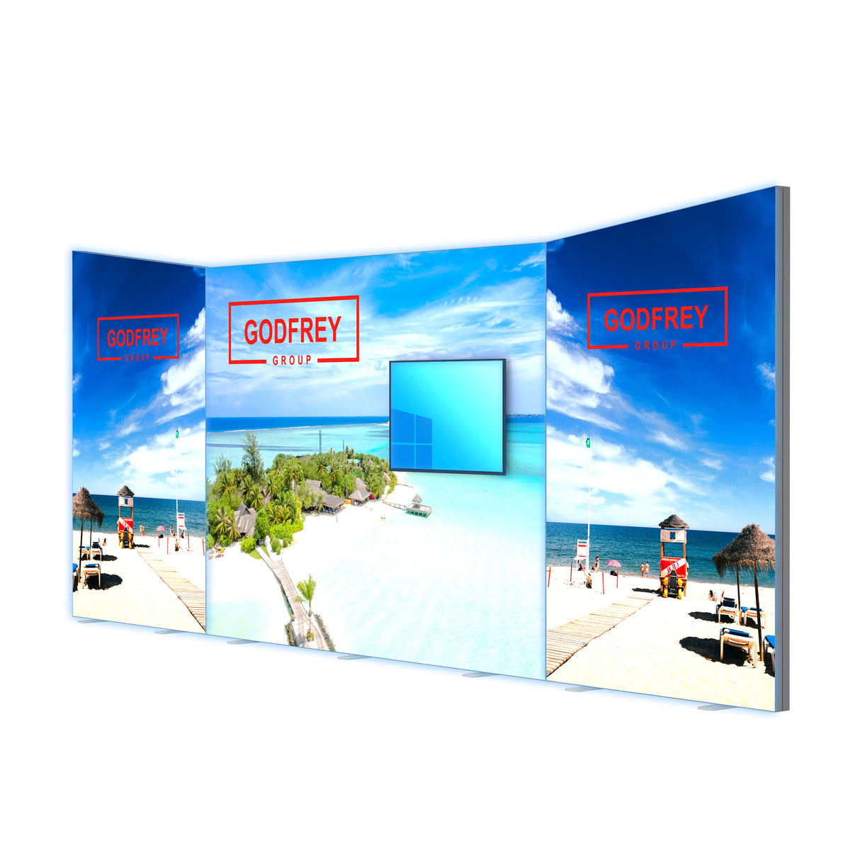 Modular Backlit 10x20 Kit With Slanted Tops - Optional Monitor Mount(s)