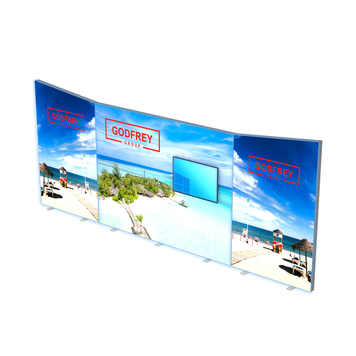 Modular Backlit 10x20 Kit With Slanted Tops - Optional Monitor Mount(s)