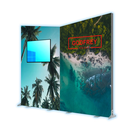 Modular Backlit 10x10 Kit With Slanted Tops - Optional Monitor Mount(s)