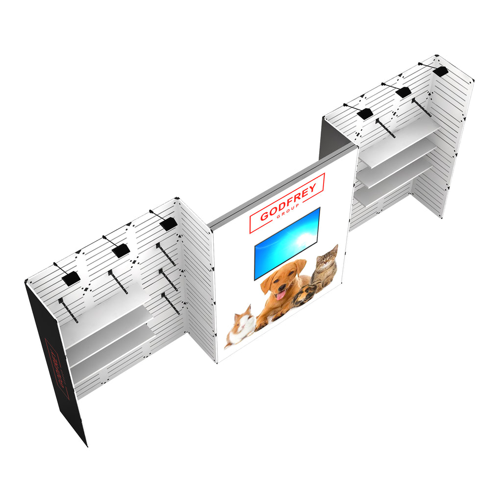 Slat Panel Display With Center Light Box (Optional Monitor Mount)