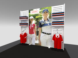 10' Display with Center Light Box (optional monitor mount) and Slat Panels for Product Display