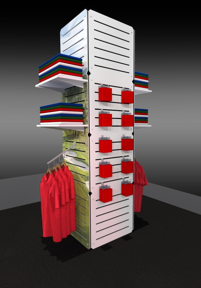 Portable Rectangular Slatwall Tower