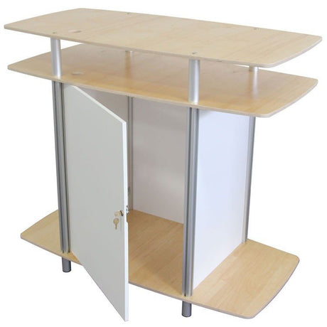 46" Rectangular Pedestal with Two Tier Counter, open door